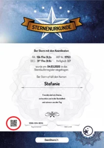 Immagine con certificato e codice QR etichettato