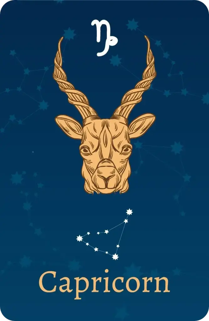 Segno zodiacale Capricorno con rappresentazione delle stelle