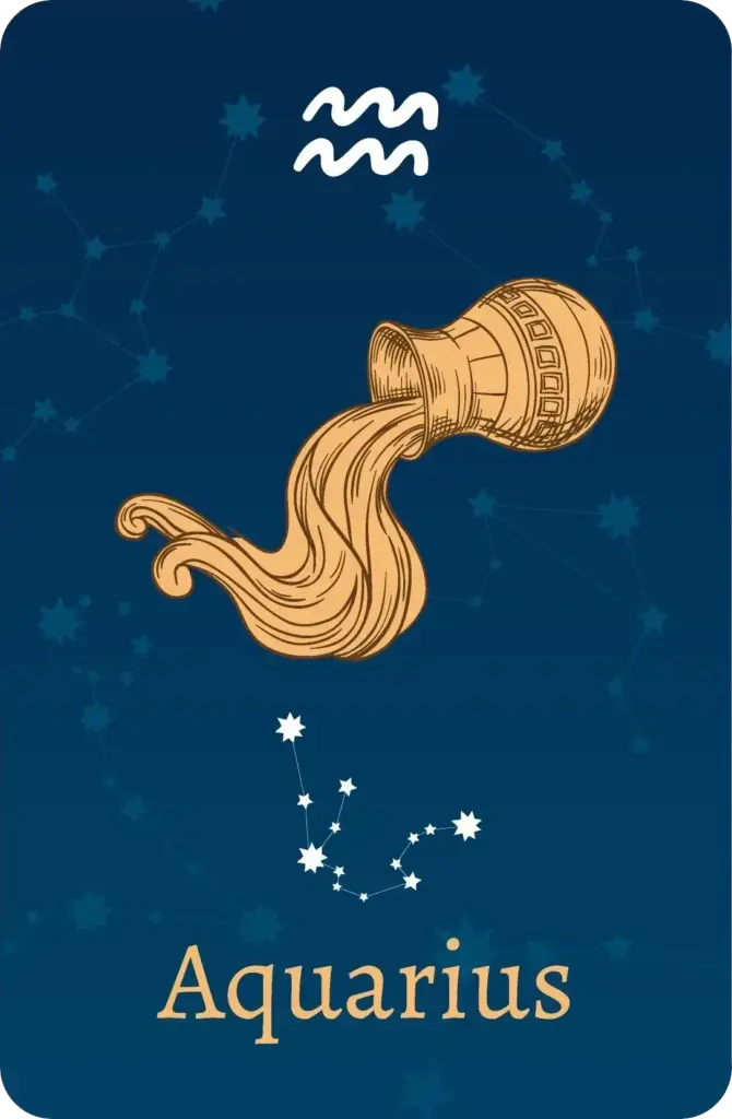 Segno zodiacale dell'Acquario con rappresentazione delle stelle