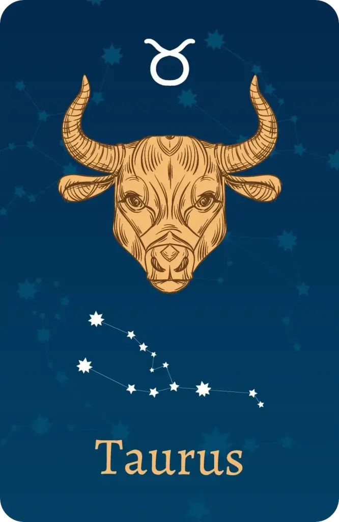 Segno zodiacale Toro con rappresentazione degli astri