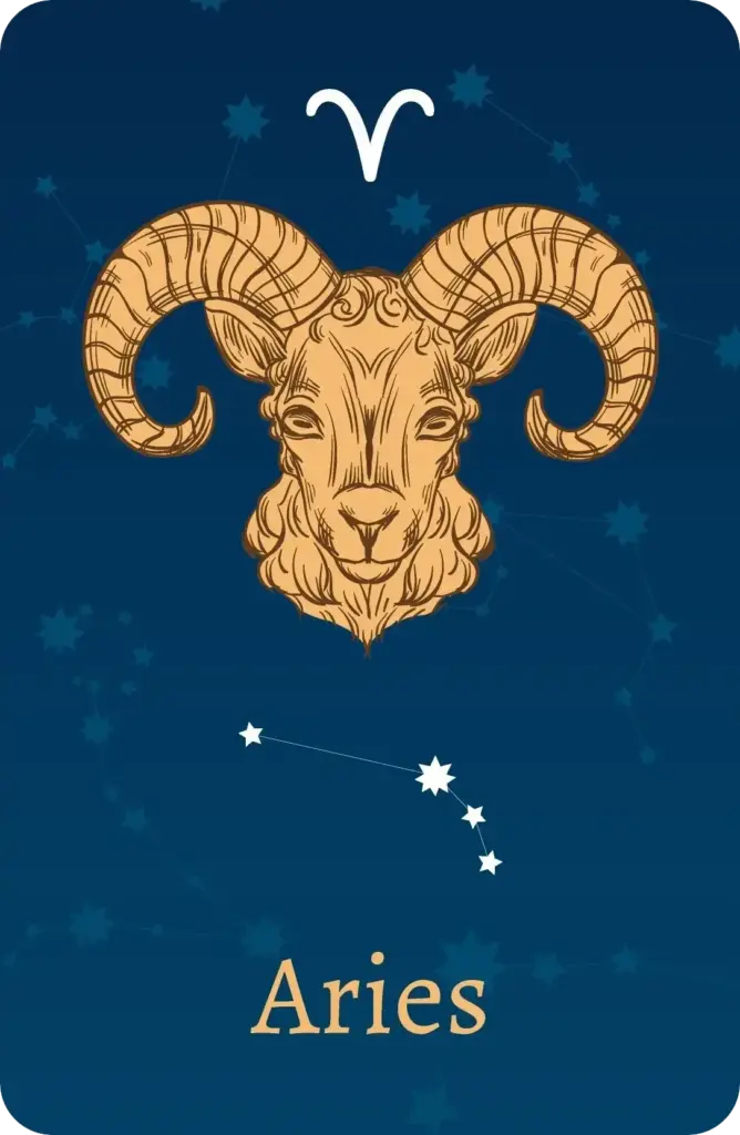 Segno zodiacale dell'Ariete con rappresentazione delle stelle