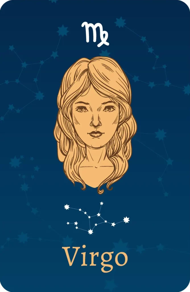 Segno zodiacale della Vergine con rappresentazione delle stelle
