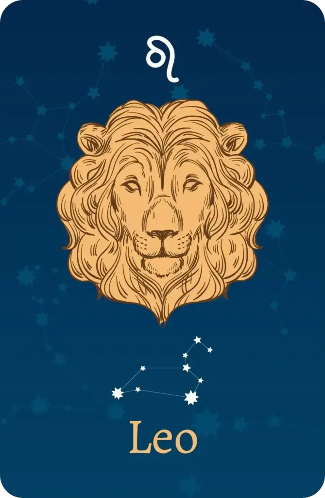 Segno zodiacale del Leone con rappresentazione delle stelle