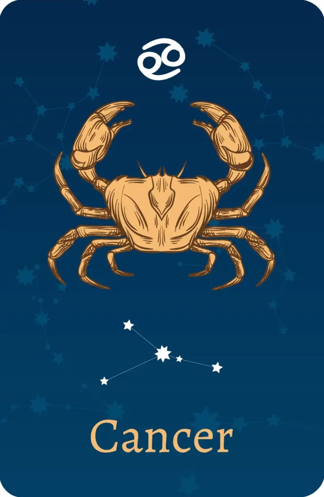 Segno zodiacale Cancro con rappresentazione delle stelle