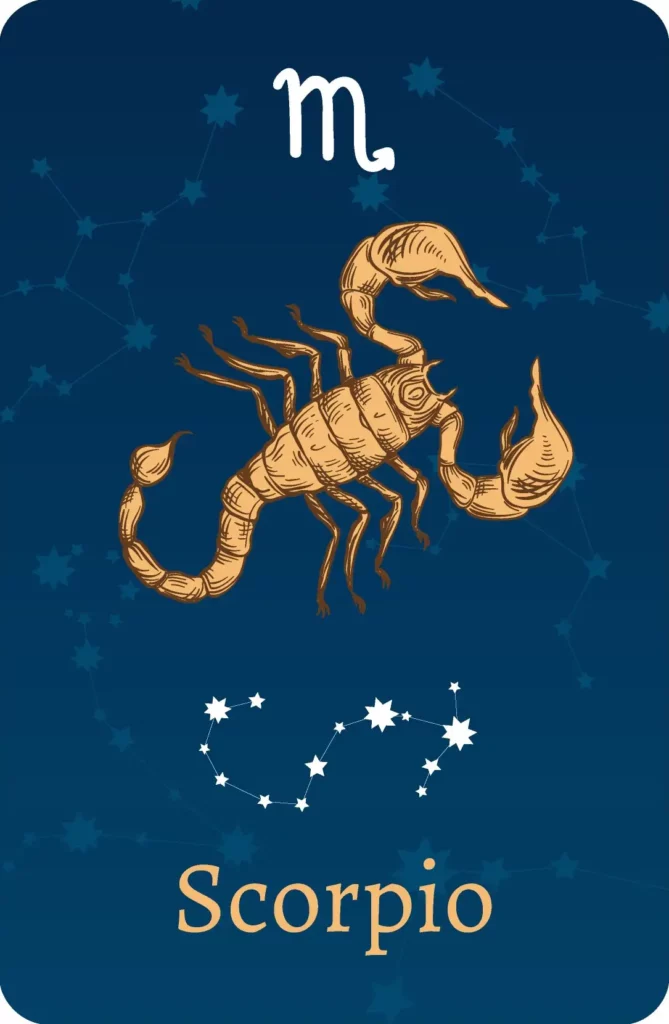 Segno zodiacale Scorpione con rappresentazione degli astri