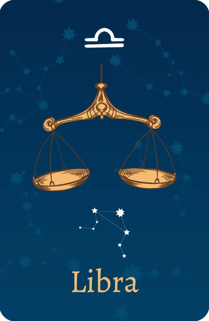 Segno zodiacale della Bilancia con rappresentazione delle stelle